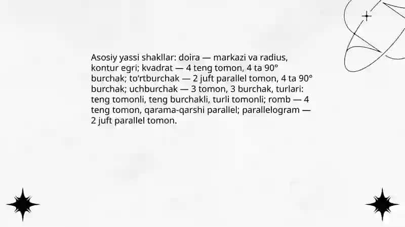 Boshlangʻich sinf matematika darslarida yassi shakllarni oʻrgatish 3