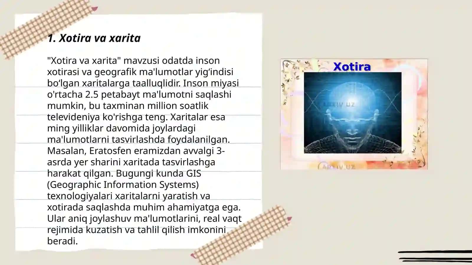 Xotira va xarita 3