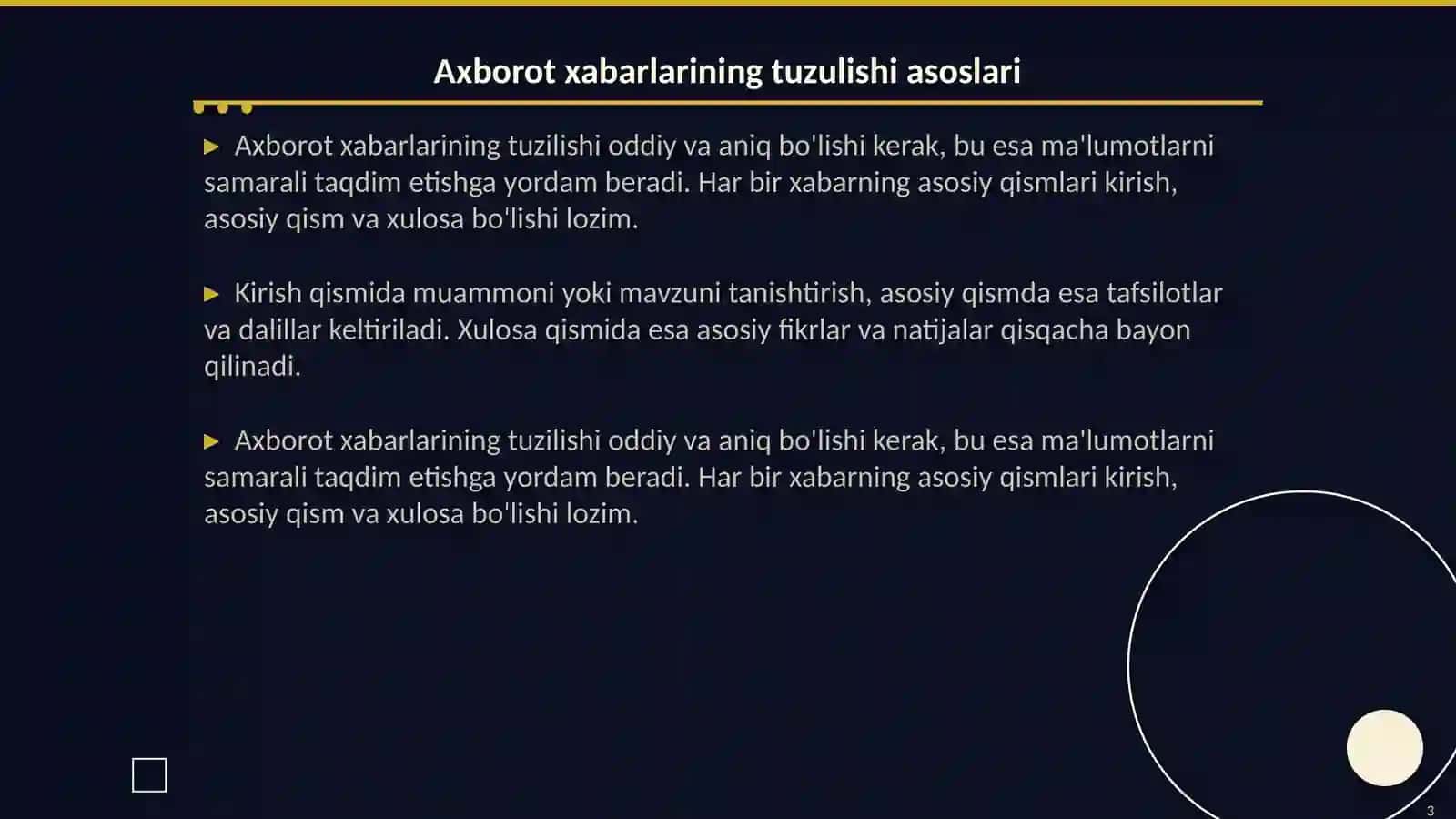 Axborot xabarlarining tuzulishi, maqsadi va vazifalari 3