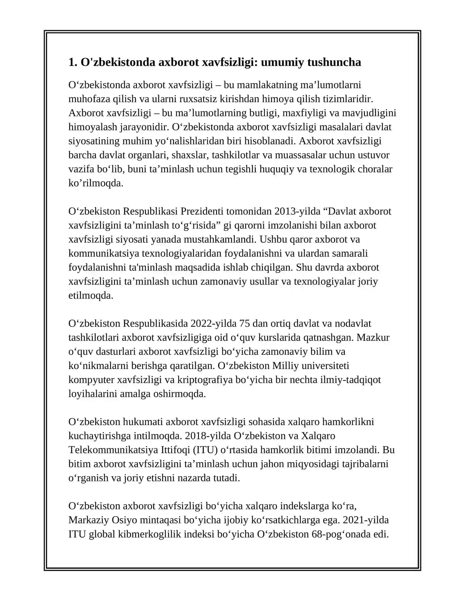 O'ZBEKISTONDA AXBOROT XAVFSIZLIGINING MA'NAVIY VA HUQUQIY ASOSLARI 3