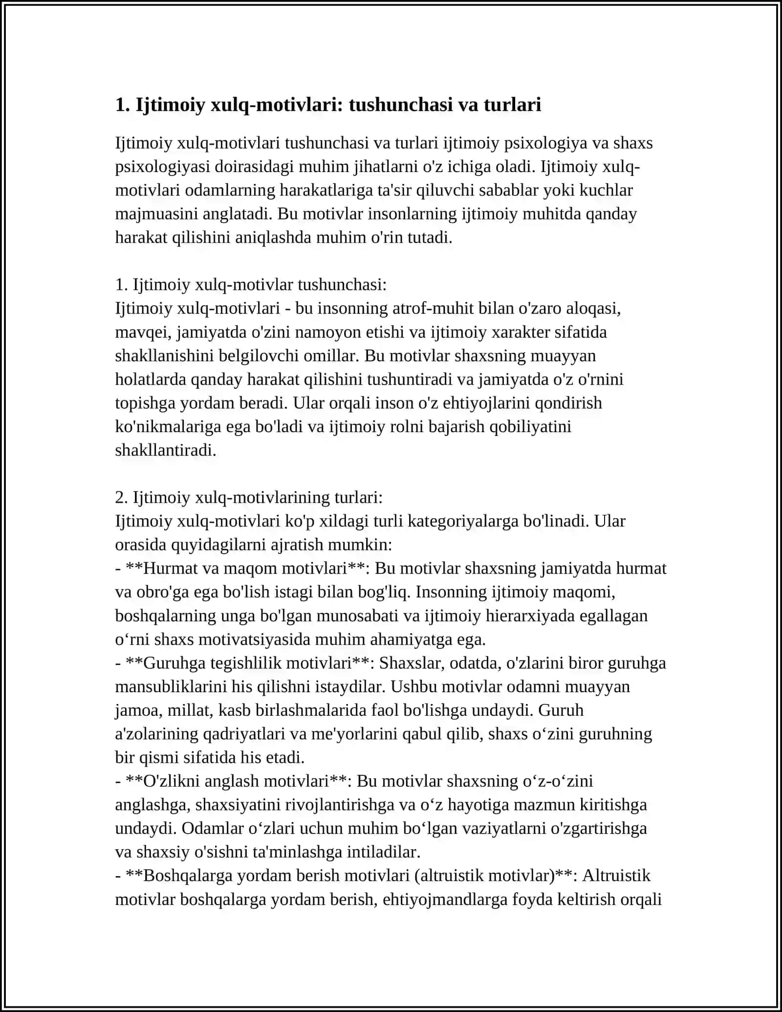 IJTIMOIY XULQ-MOTIVLARI VA SHAXS MOTIVATSIYASI 3