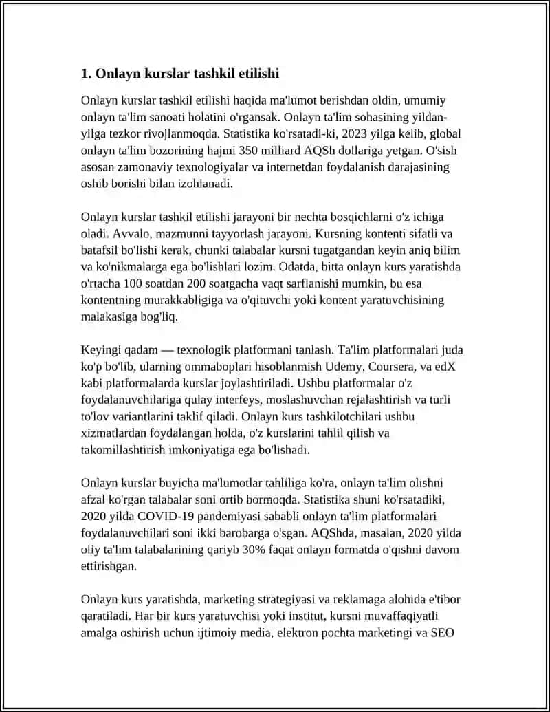 Onlayn kurslar tashkil etilishi 3