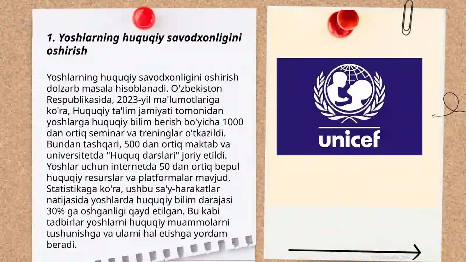 Yunisef Xalqaro tashkiloti faoliyatida yoshlarni huquqiy ximoya qilish masalalari 3
