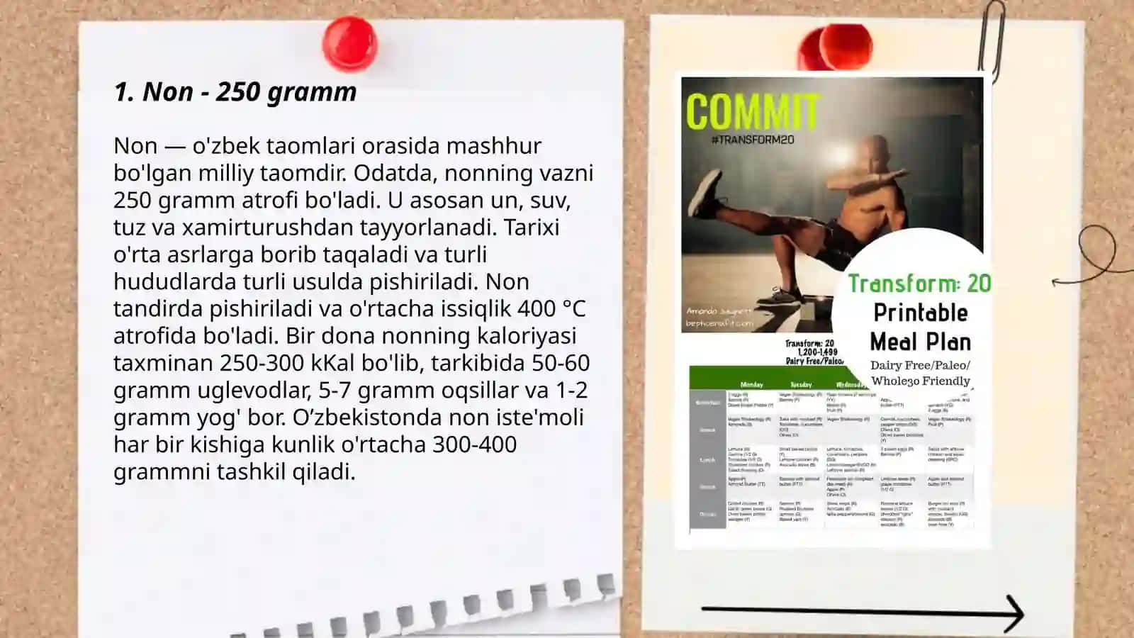 1 kunlik ovqat tarzim kerak mahsulotlarni gramlari bilan 3