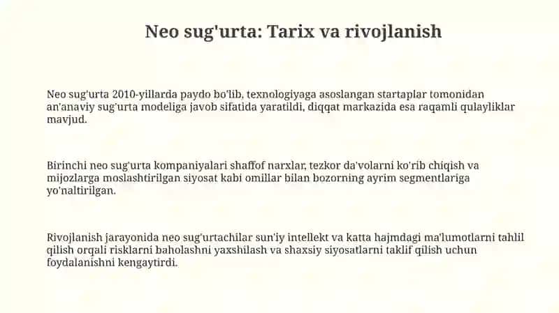 Neo sug'urta: Umumiy ko'rinish va rivojlanish 3