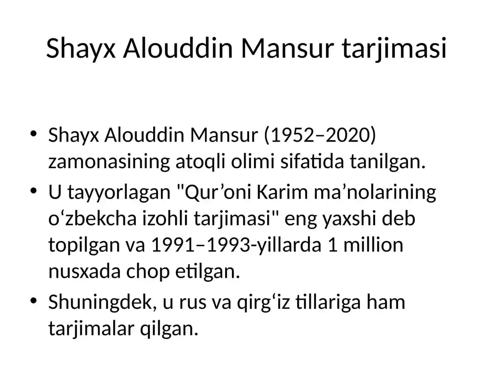 Mustaqillik yillarida Qur'onning o'zbek tiliga tarjima qilinishi va tafsirlari 3