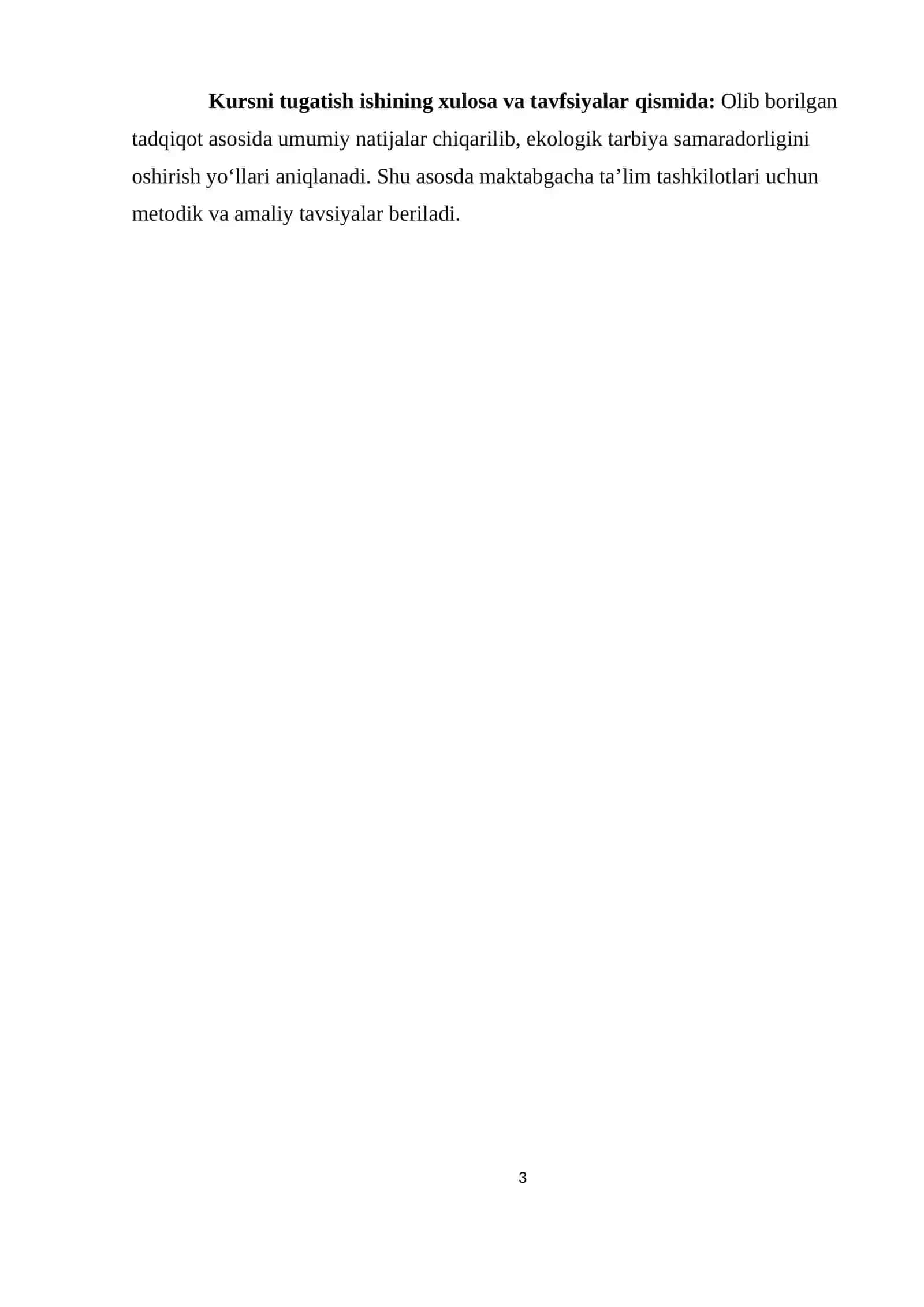 Bolalarda ekologik tafakkurni rivojlantirishda ko’rgazmali qurollarda foydalanish KURSI 3