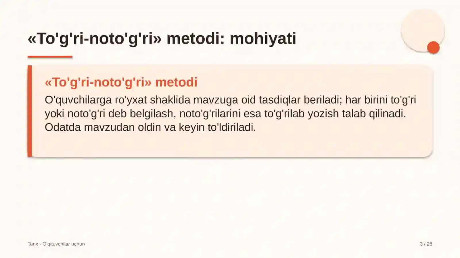 tarix darslarida to'g'ri noto'g'ri metodidan foydalanish 1257 3