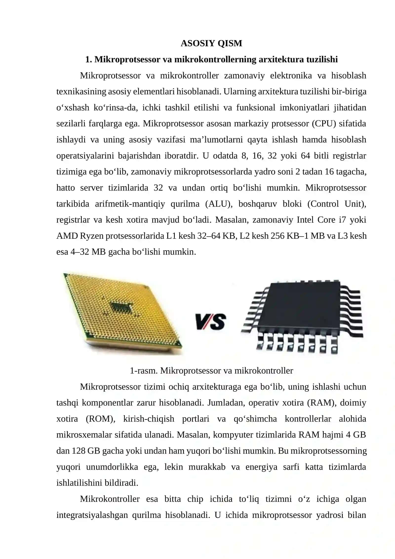 Mikroprotsessor va mikrokontroller arxitekturalarining tuzilishi, ishlash prinsipi va embedded tizimlarda qoʻllanilish farqlari 3