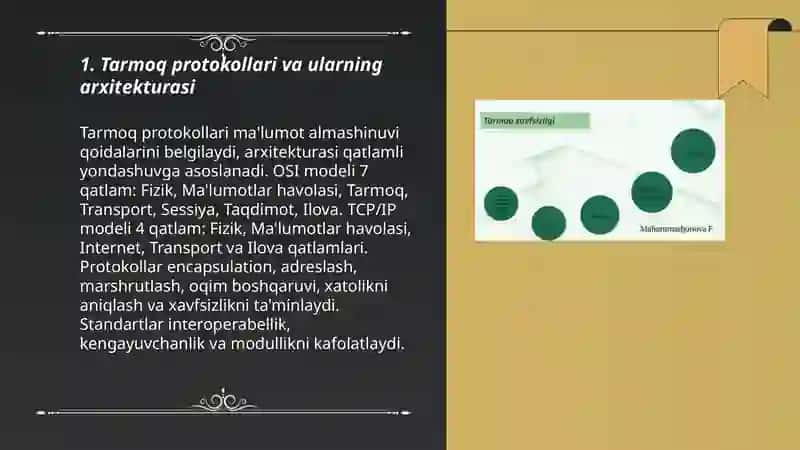 Kompyuter tarmoqlari dasturiy jihati. Tarmoq muammolari va kommunikatsiya. 3