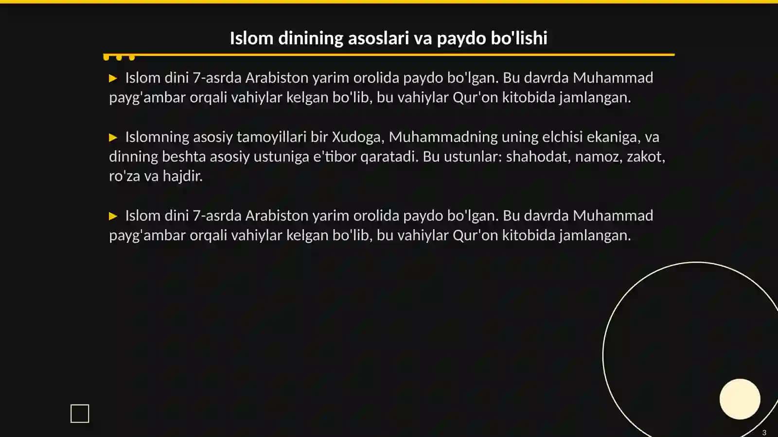 Islom dinining paydo bo'lish tarixi. Islom dinining aqidaviy maktablari 3