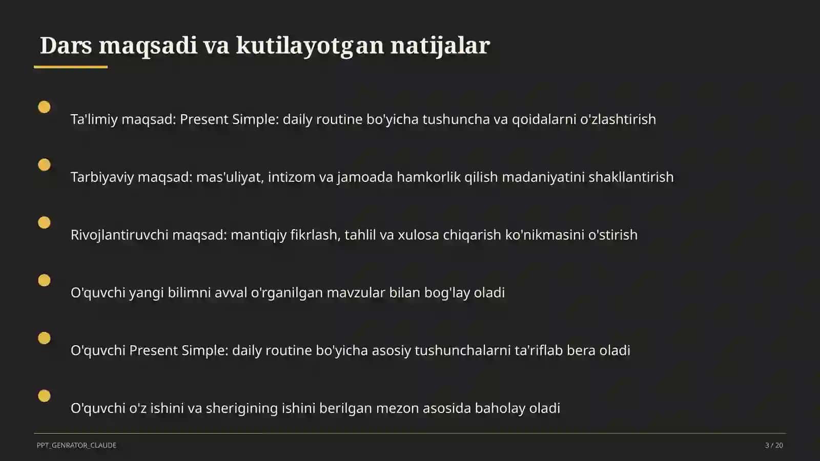 Present Simple: daily routine (3-sinf) 3