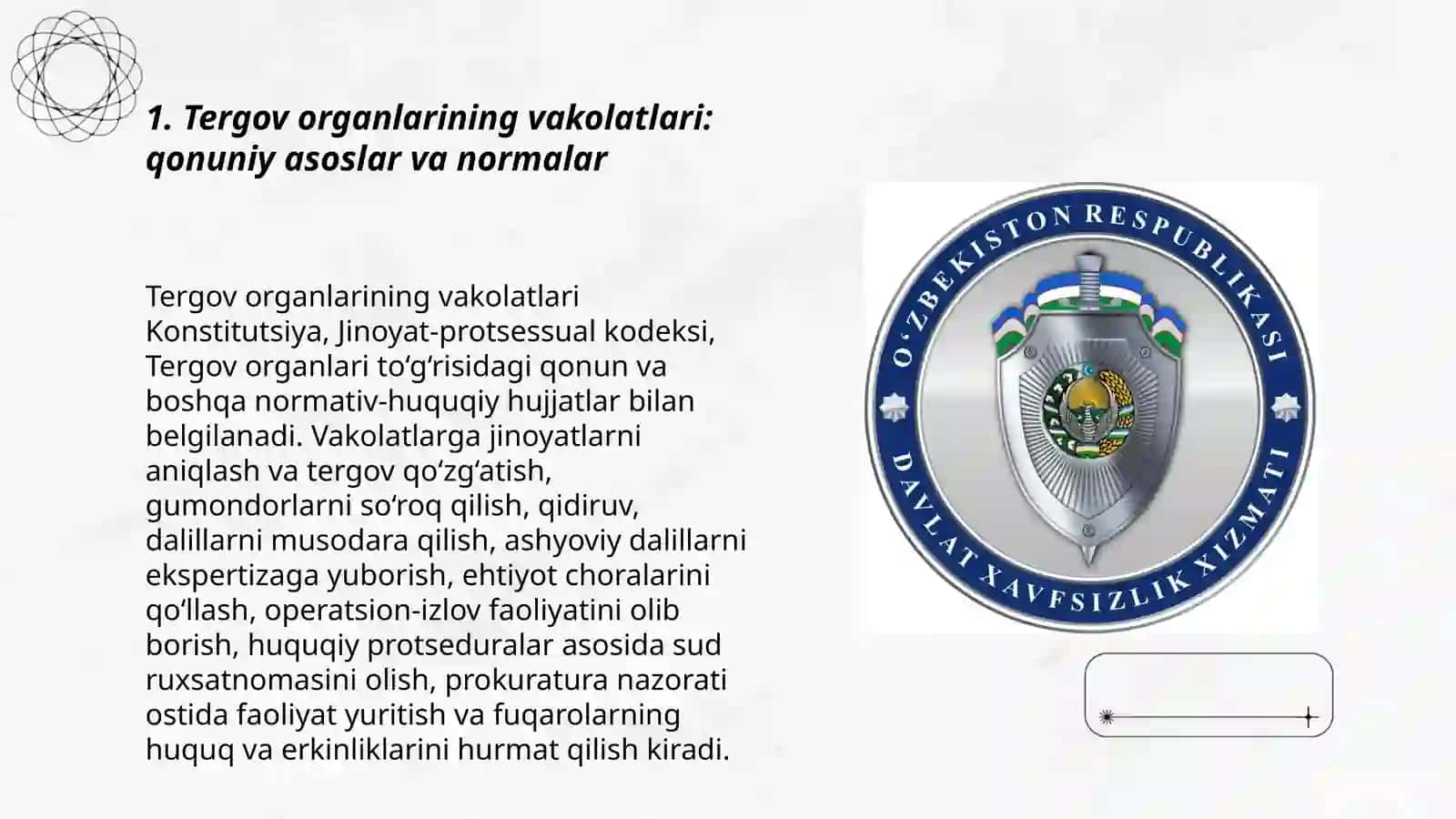 O‘zbekiston Respublikasida tergov organlarining vakolatlari va o‘zaro hamkorligi 3