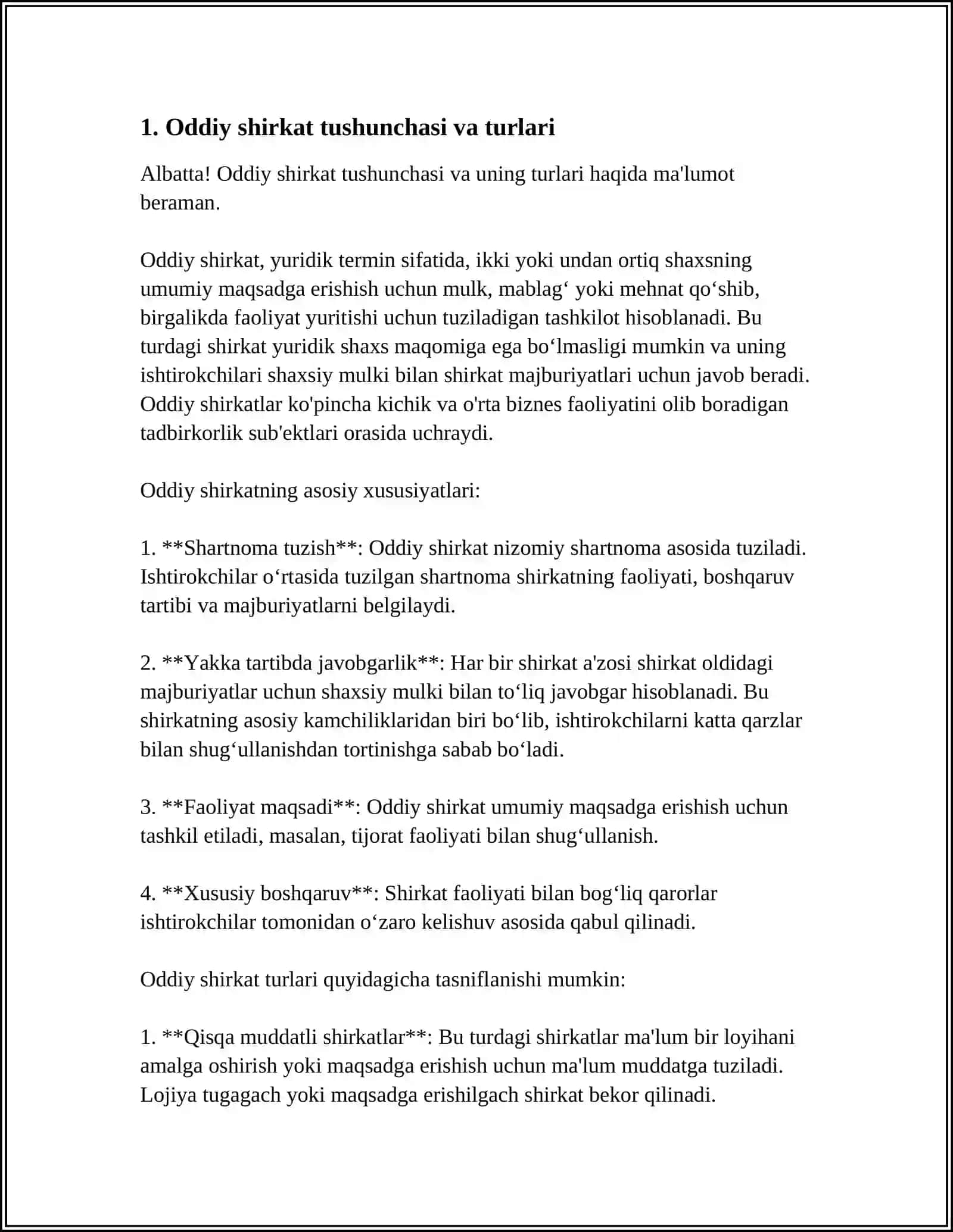 ODDIY SHIRKAT SHARTNOMASI DOIRASIDA AMALGA OSHIRILGAN OPERATSIYALAR BÒYICHA SOLIQNI HISOBLASH 3