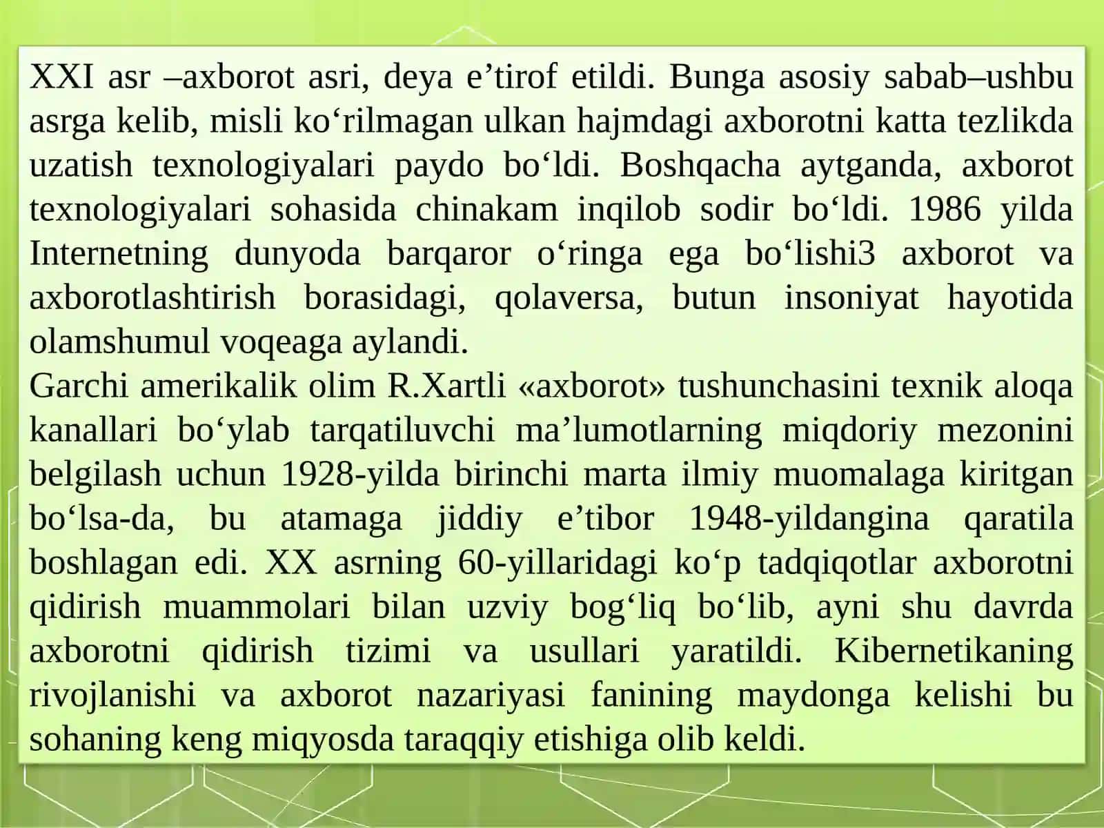 AXBOROTNING JAMIYATDAGI O‘RNI VA AHAMIYATI 3