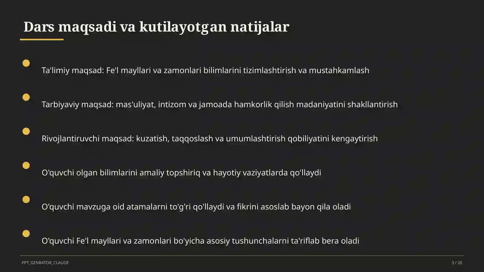 Fe'l mayllari va zamonlari (7-sinf) 3