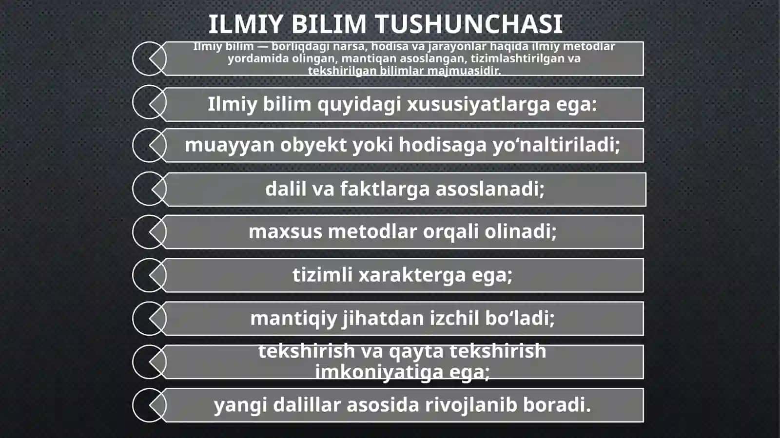Ilmiy bilimning asosiy belgilari va ‘’ilmiy xaqiqat’’ tushunchasi 3