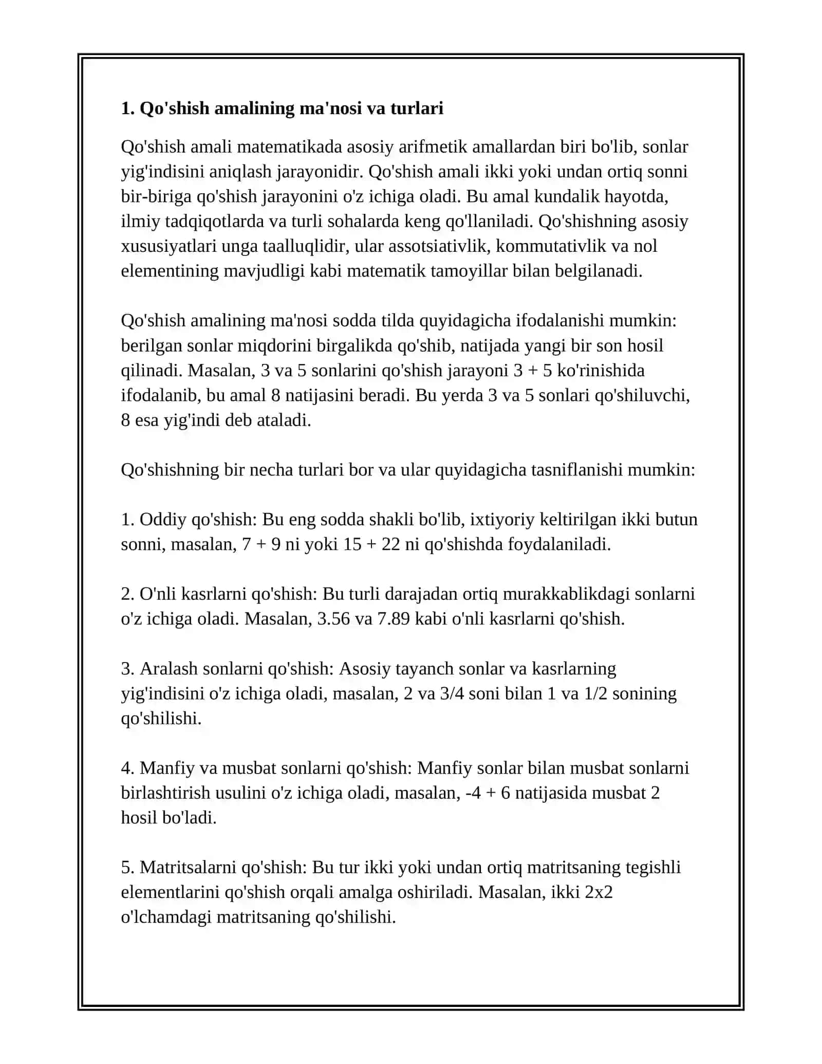 QO'SHISH VA AYIRISH, KO'PAYTIRISH VA BO'LISH AMALI MA'NOSINI OCHIB BERISH HAMDA UNI BOSQICHLAB KONSENTRLARDA BAJARILISHINI O'RGATISH 3