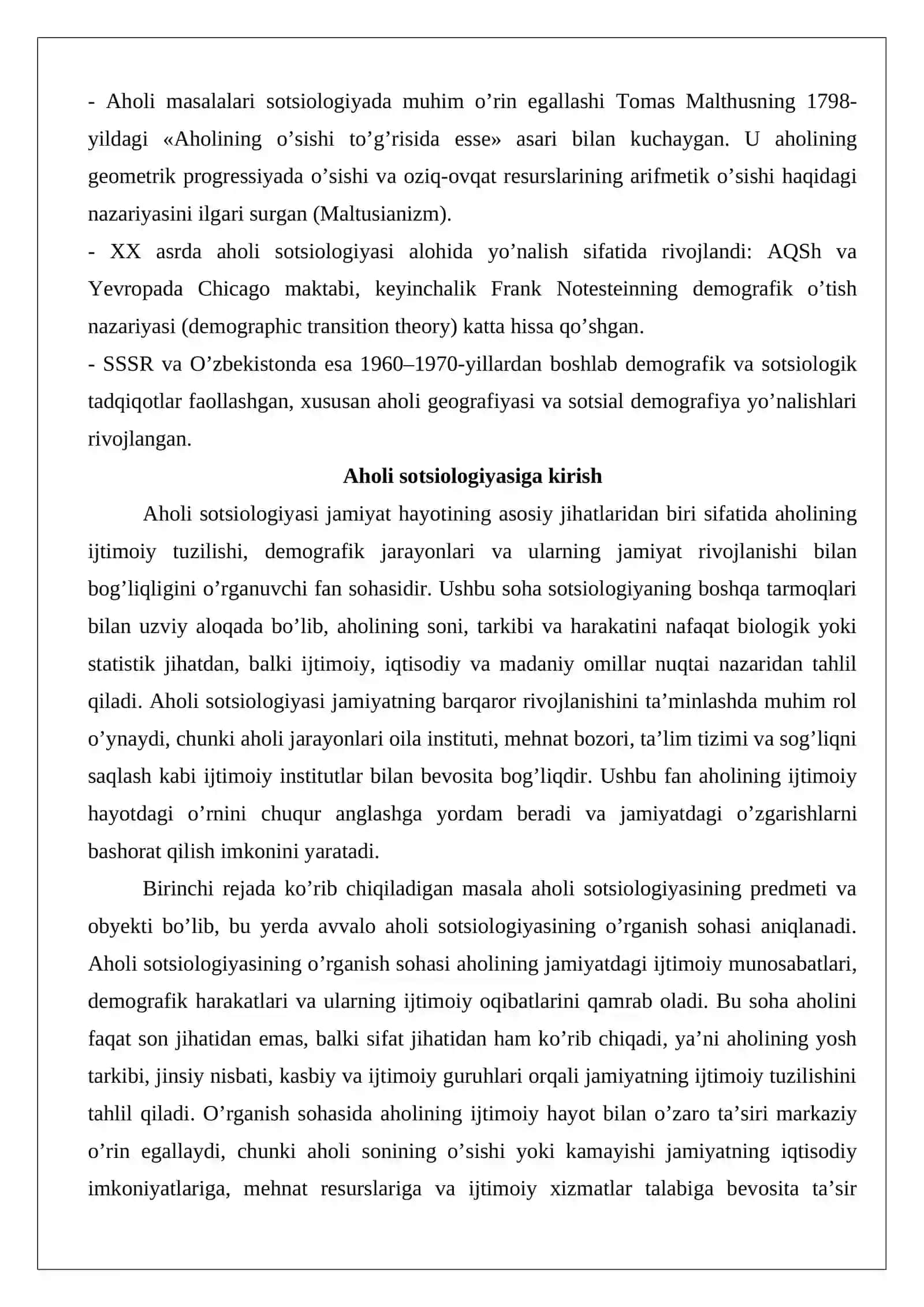 Aholi sotsiologiyasiga kirish 3