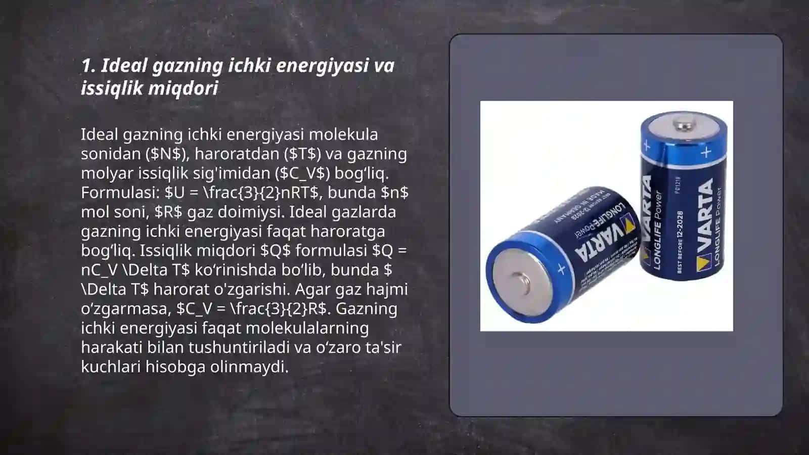 IDEAL GAZNING ICHKI ENERGIYASI VA ISSIQLIK SIGʻIMI 3