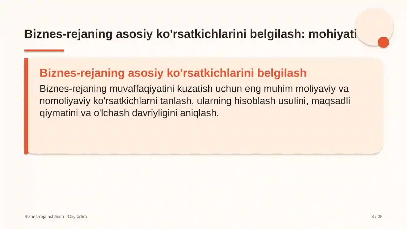 mikroelektronika sohasida biznes rejaning asosiy ko'rsatkichlarini belgilash 2130 3