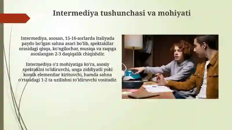 Intermediya ustida ishlash usullari 3
