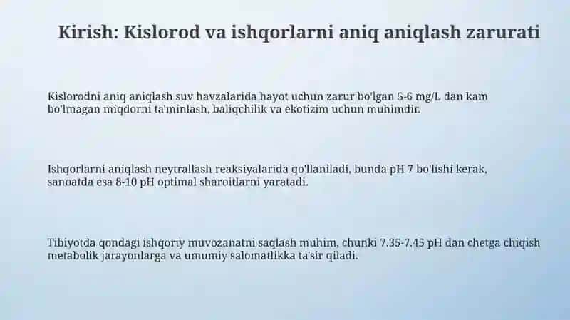 Kislorod va ishqorlarni aniq aniqlash indikatorlari: Asosiy tushunchalar va turlari 3
