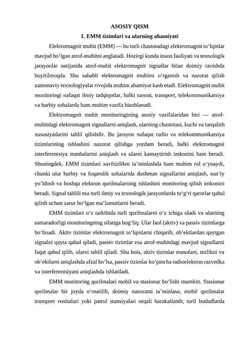 EMM dagi qurilmalarning tavsifi. Radiopellingator, spektro-analizator, GPS, radiolakator. 3