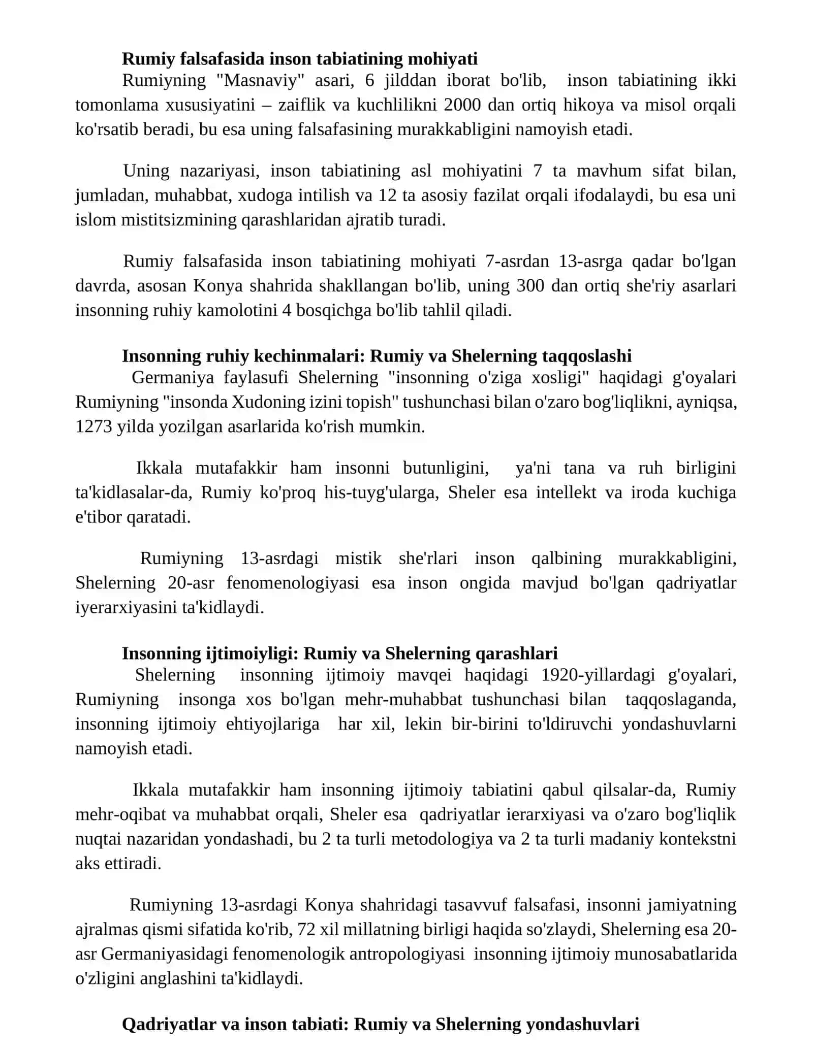 Insonning ma'naviy taraqqiyoti: Rumiy va Shelerning fikrlari 3