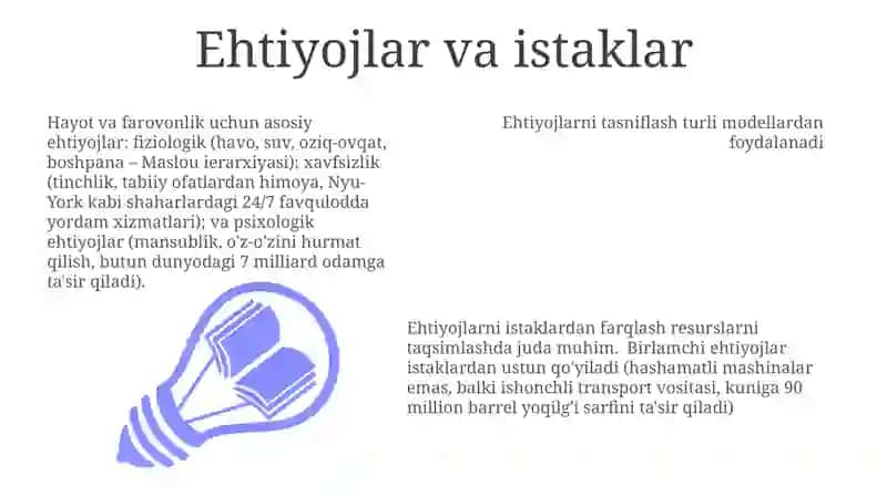 Ehtiyojlar va istaklar 3
