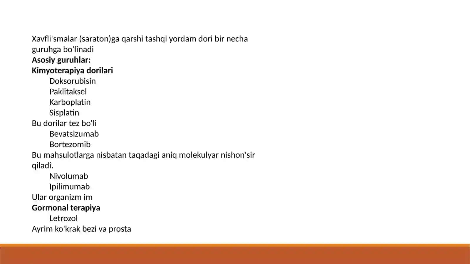 XAVFLI O'SMALARGA QARSHI MODDALAR 3