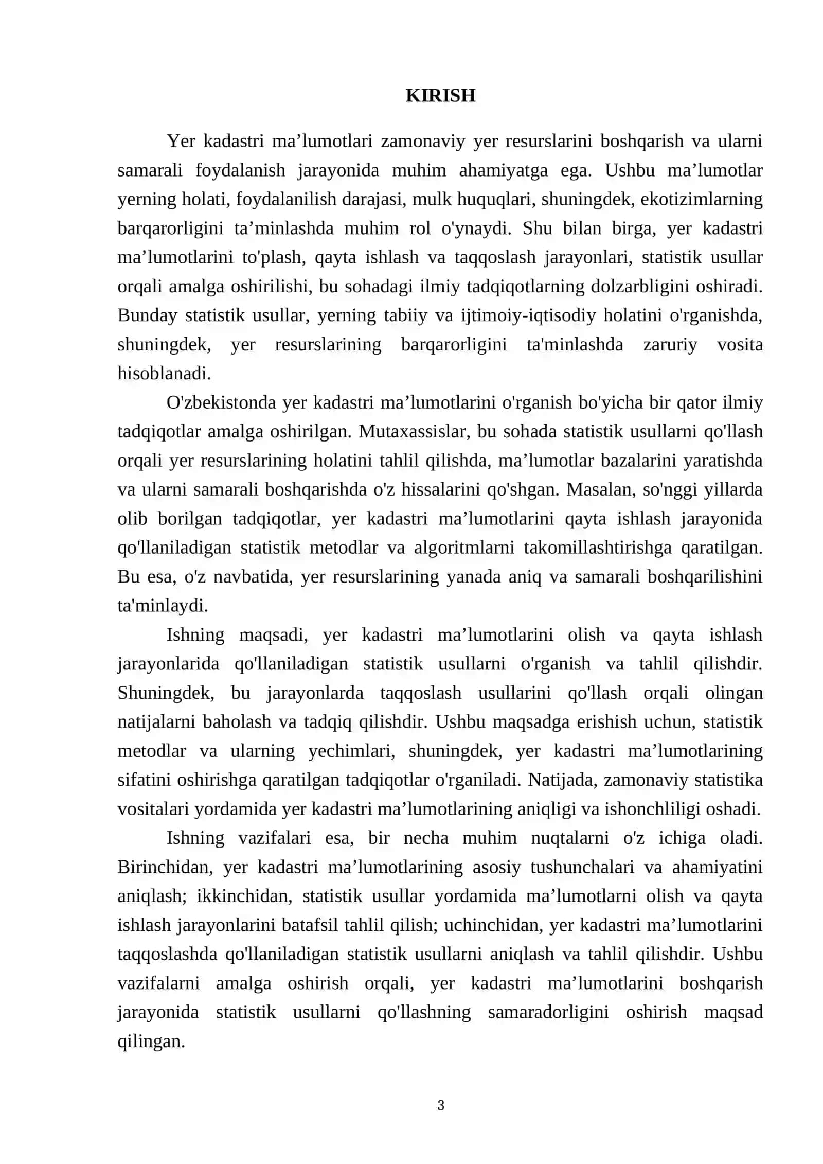 Yer kadastri ma’lumotlarini olish va qayta ishlashning statistik usullari 3