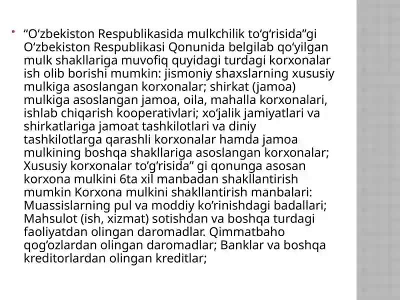O’zbekistonda yangi korxona tashkil etish asoslari 3