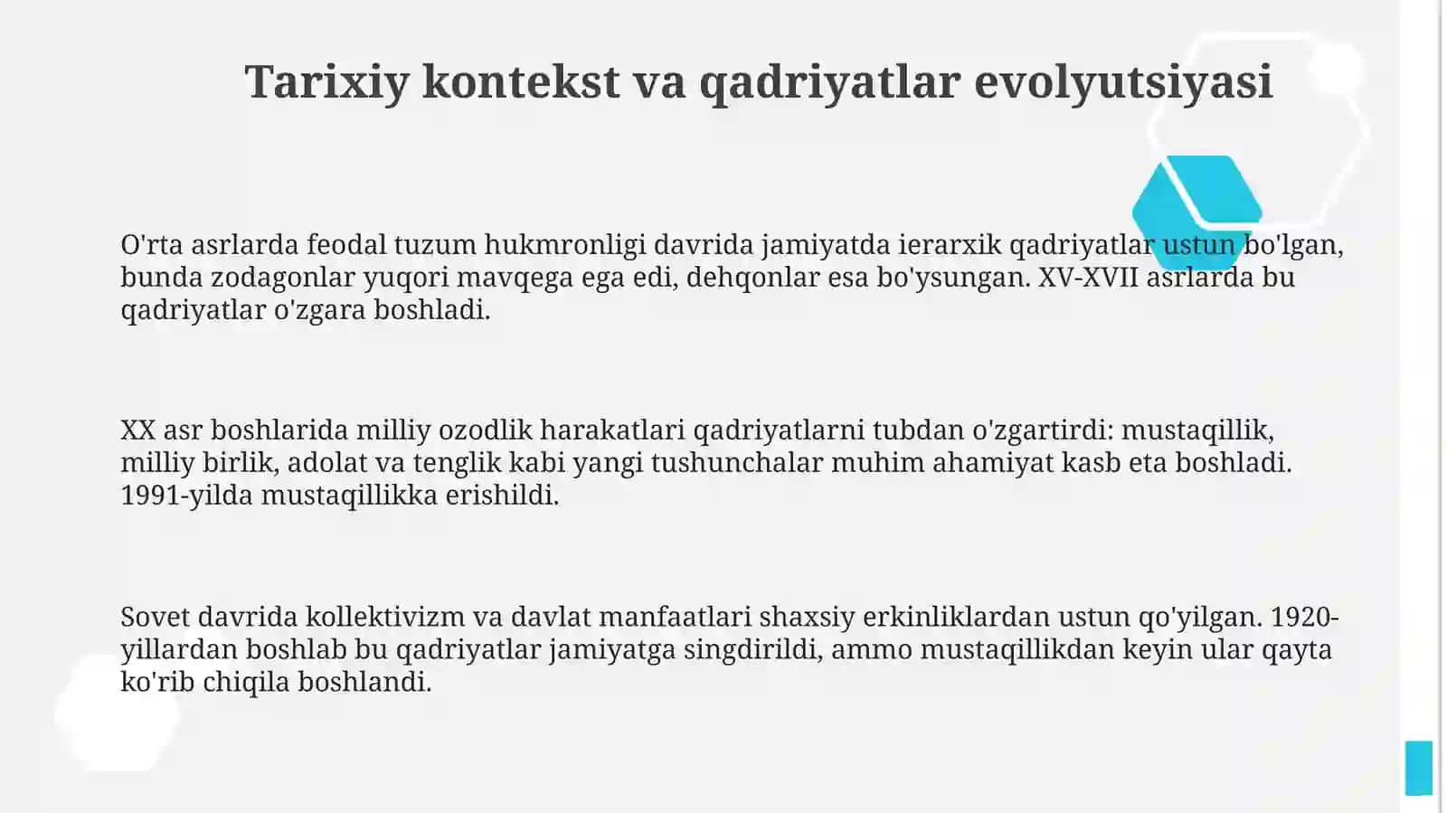 Yangi qadriyatlar tizimini shakllantirishdagi ijtimoiy-siyosiy omillar 3