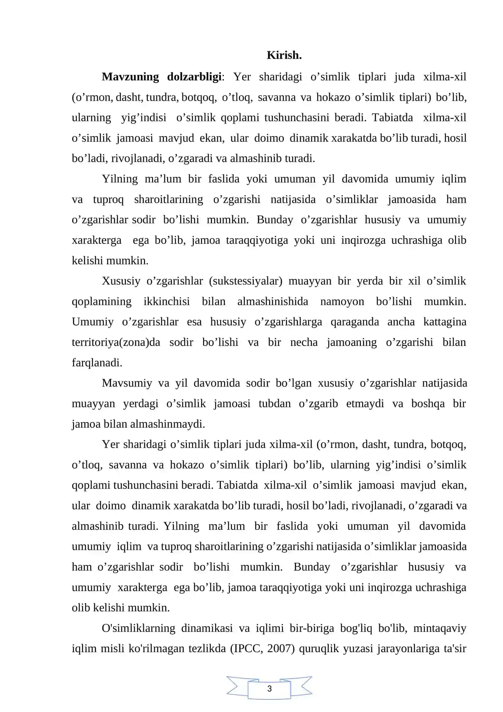 O’simliklar qoplamining dinamikasi 3