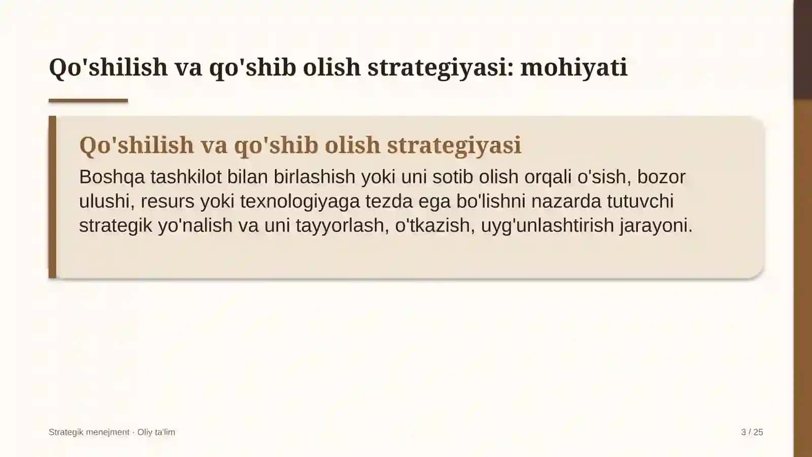 ulgurji bozorlarda qo'shilish va qo'shib olish strategiyasini amalga oshirish 7136 3