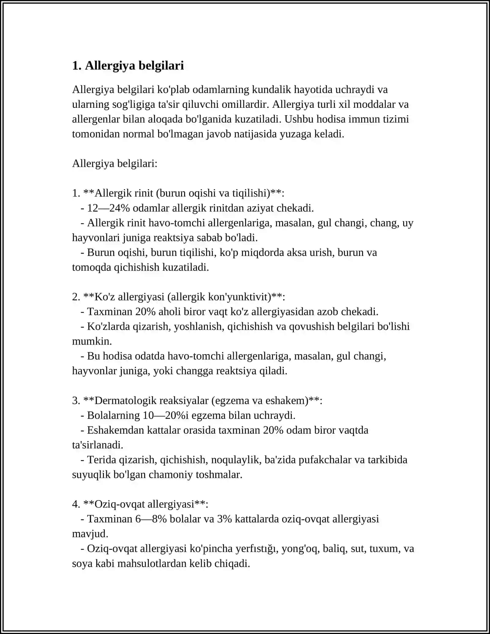 DORILARGA NISBATAN YUZAGA KELADIGAN ALLERGIYA HAQIDA 3