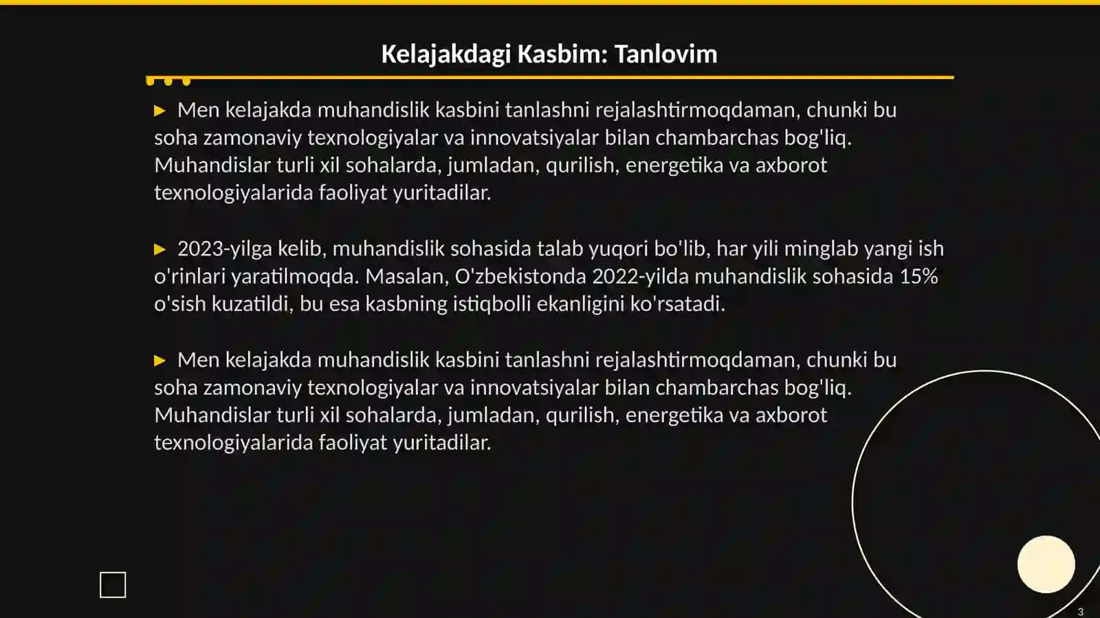 Kelajakdagi Kasbim 3