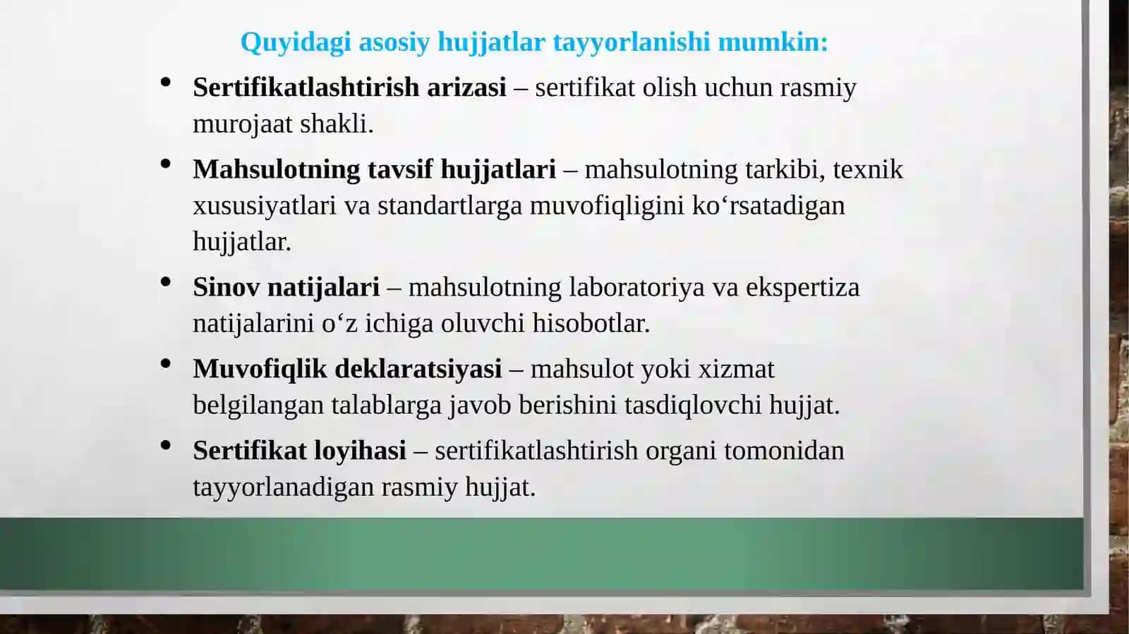 Sertifikatlashtirish bo‘limi: sertifikatlashtirishga oid hujjatlar ni tayyorlash 3