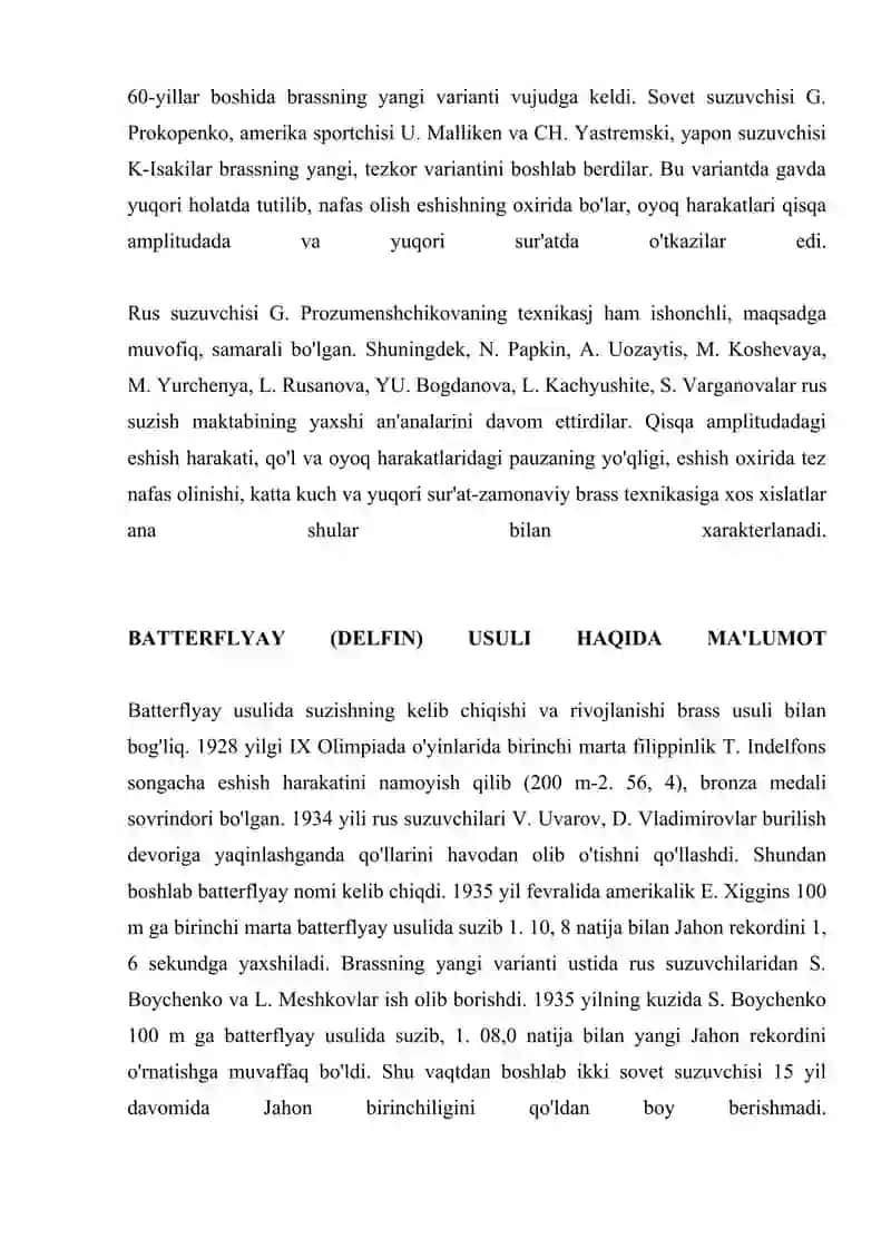 Bras usulida suzish texnikasining takomillashtuiruvi 3