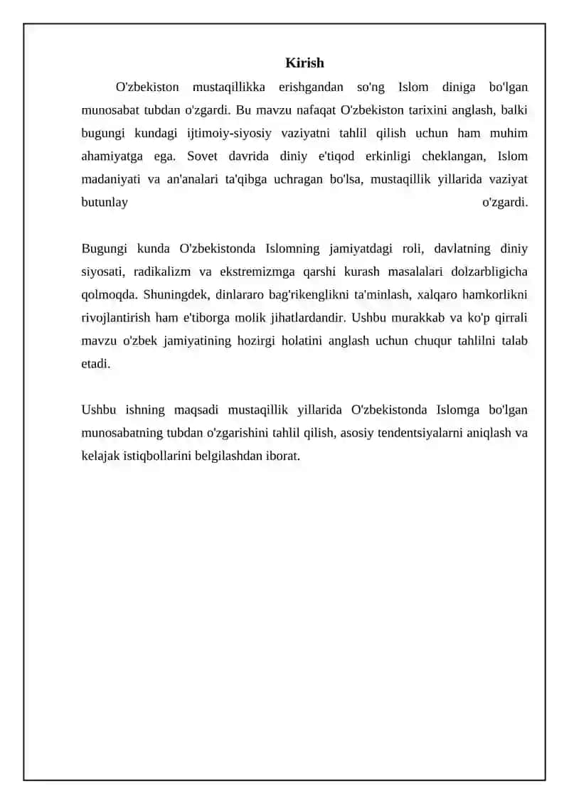 O'zbekiston mustaqilligi yillariga islom diniga munosabatning tubdan o'zgarishi 3