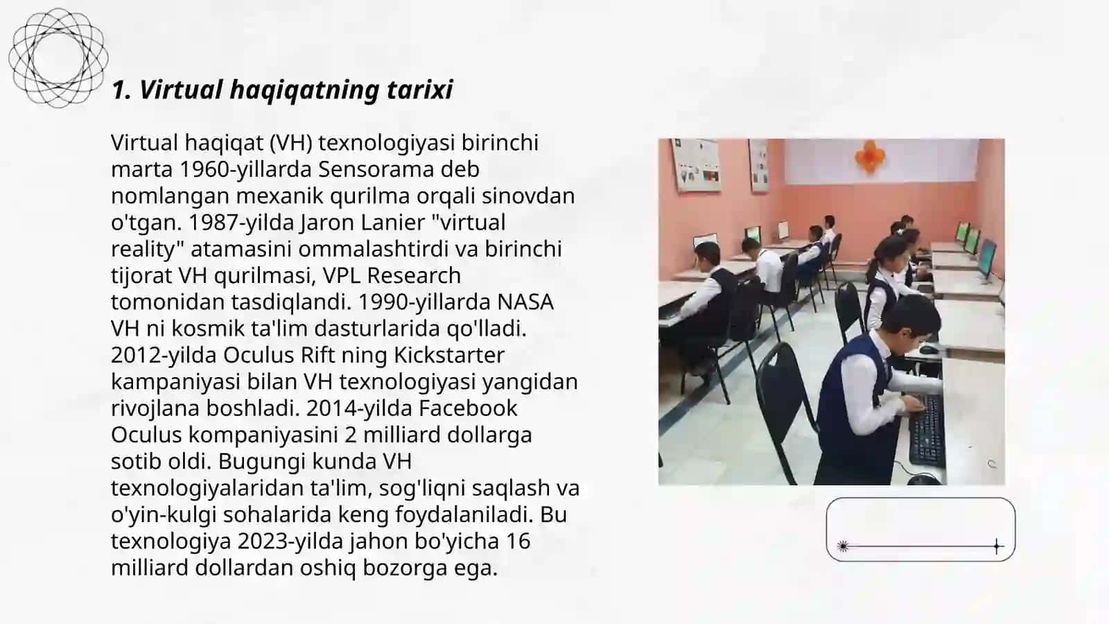 Virtual haqiqat texnologiyasidan foydalanish 3