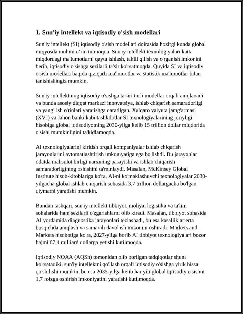 IQTISODIY SOHALARDA SUN'IY INTELLEKTDAN FOYDALANISH XUSUSIYATLARI 3