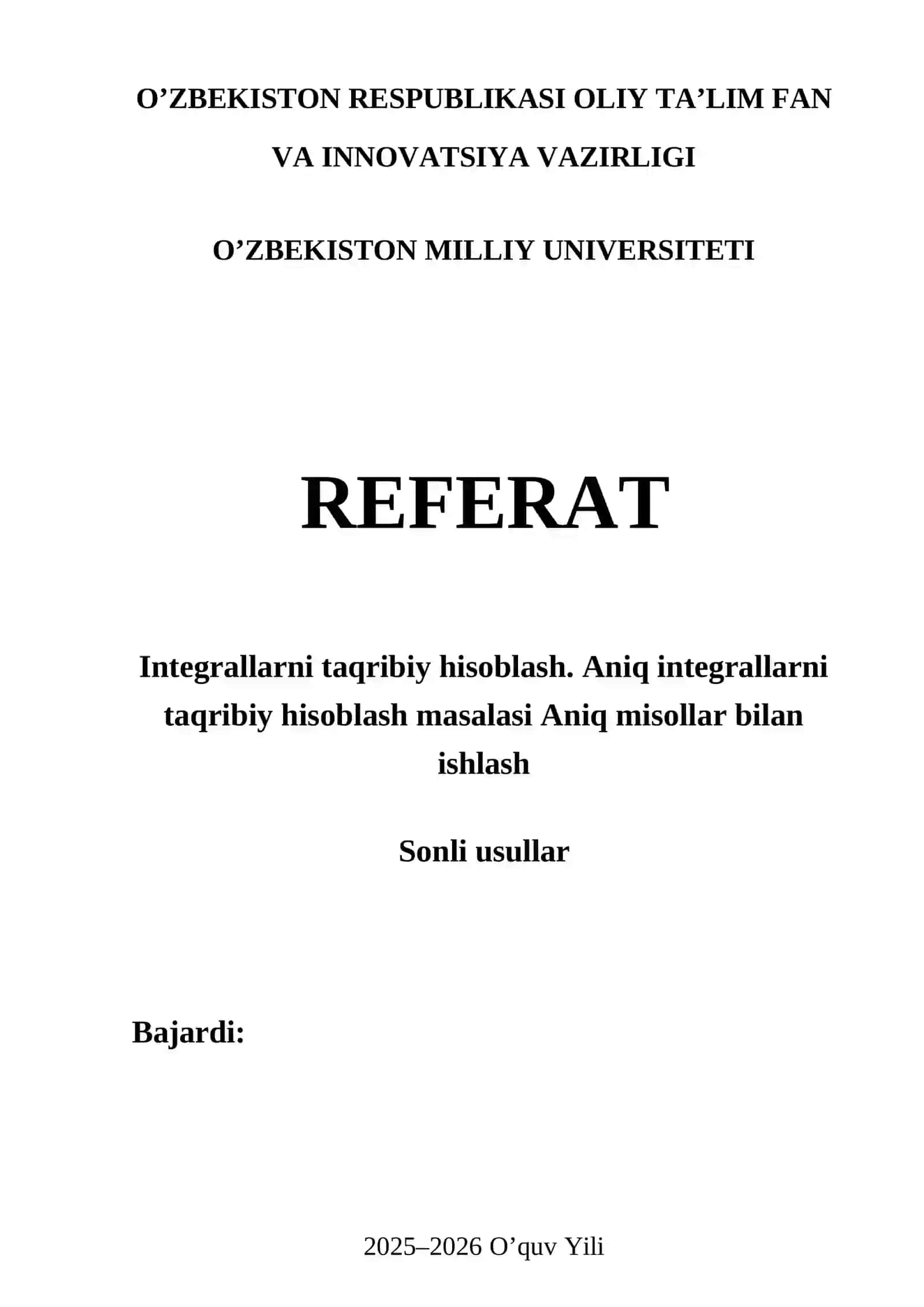 Integrallarni taqribiy hisoblash 3