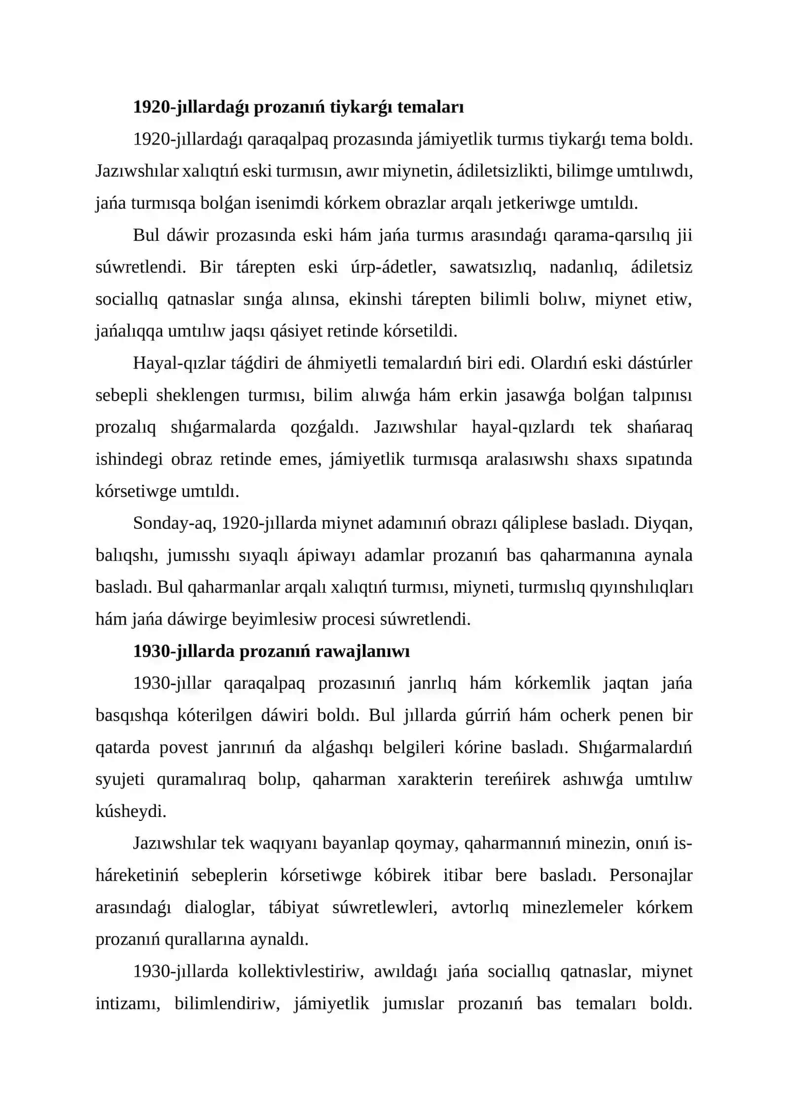 « Házirgi qaraqalpaq ádebiyatı hám ádebiy process» PÁNINEN 3