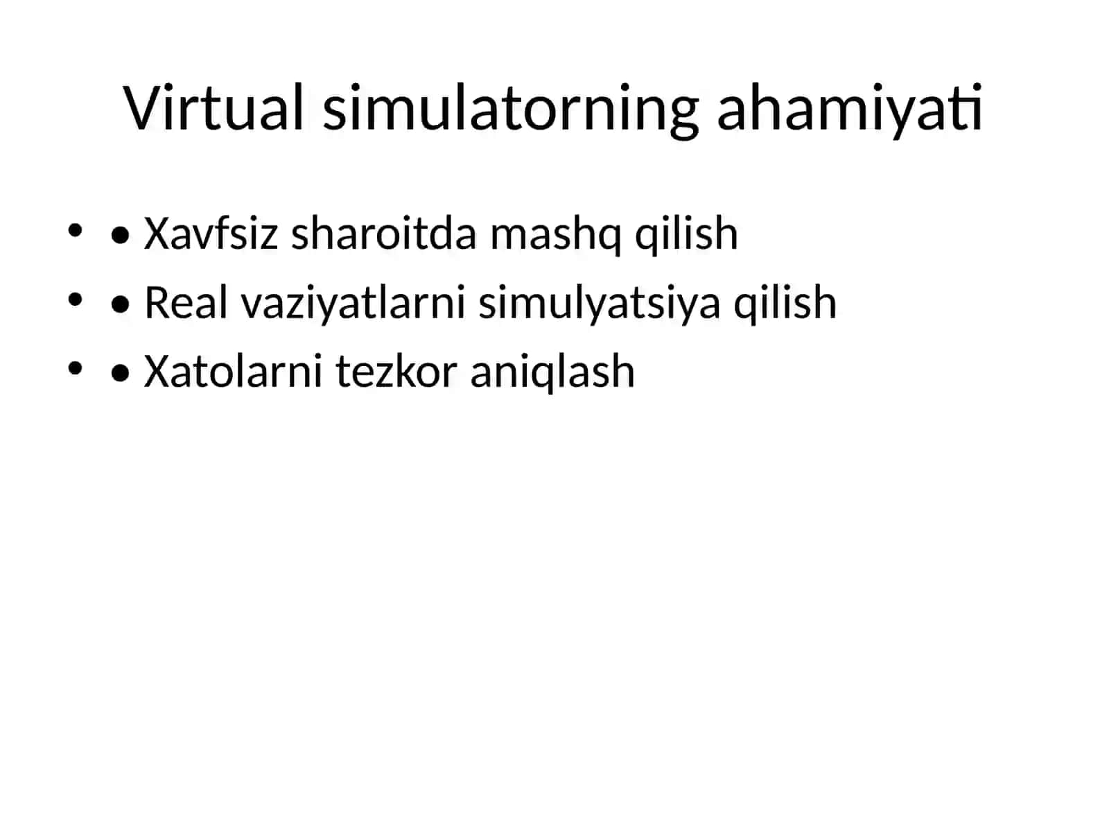Virtual simulator va mobil ilovalar 3