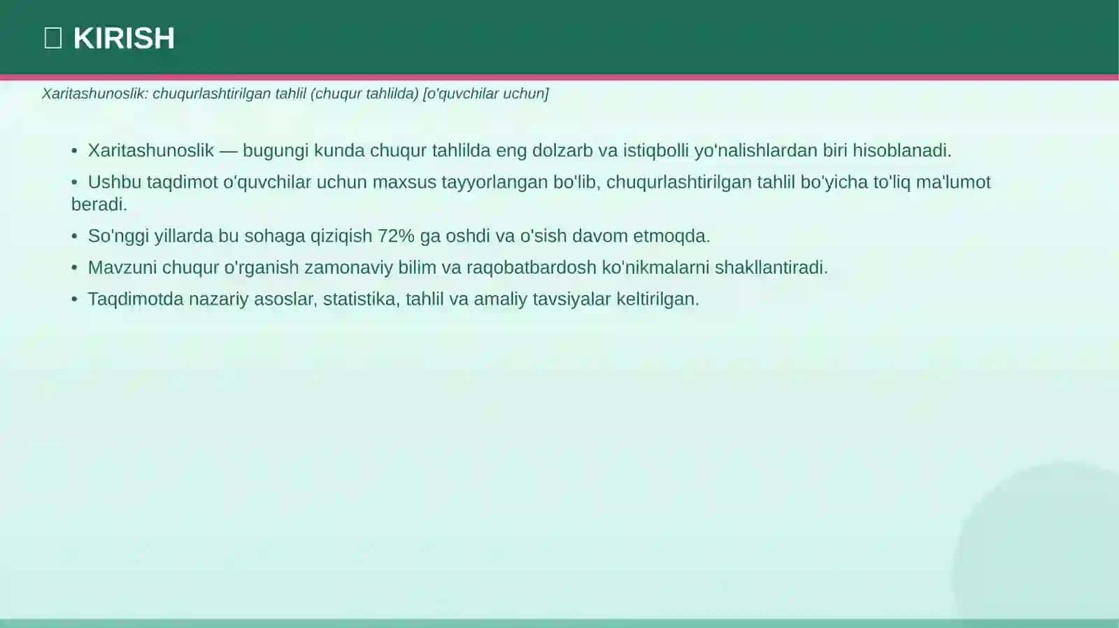 Xaritashunoslik: chuqurlashtirilgan tahlil 3