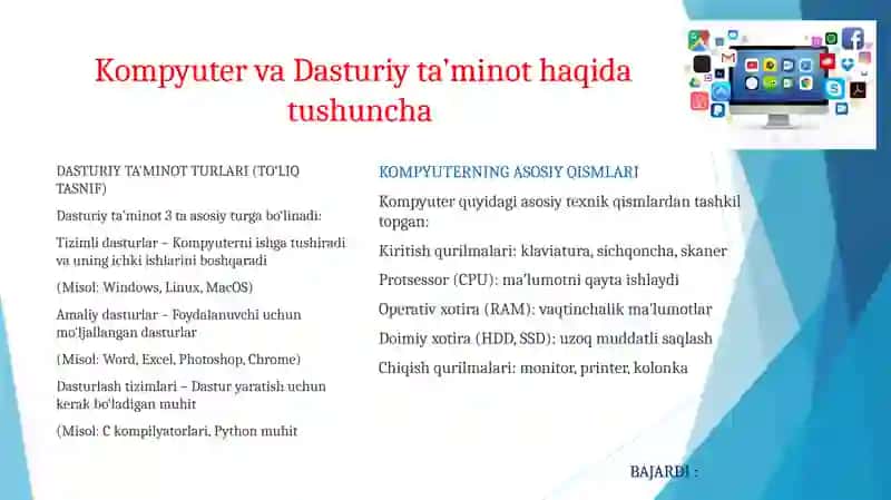 Dasturiy ta’minot kompyuter, kompyuterlarda axborotning tasvirlanishi 3