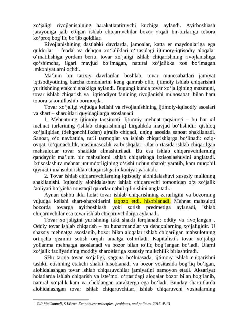 maruza matni 4_mavzu_Tovar_pul_munosabatlari_rivojlanishi_bozor_iqtisodiyoti 3