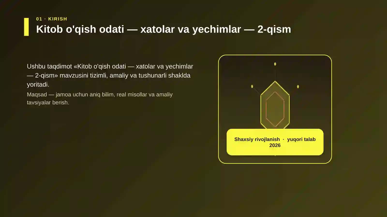 Kitob o'qish odati — xatolar va yechimlar — 2-qism 3